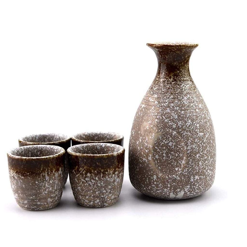 Ensemble de tasses à saké japonaises exquises, 5 pièces de 10 oz, tasse en céramique marron à texture traditionnelle, verre à vin artisanal, verre à vin en porcelaine de conception japonaise 8,8