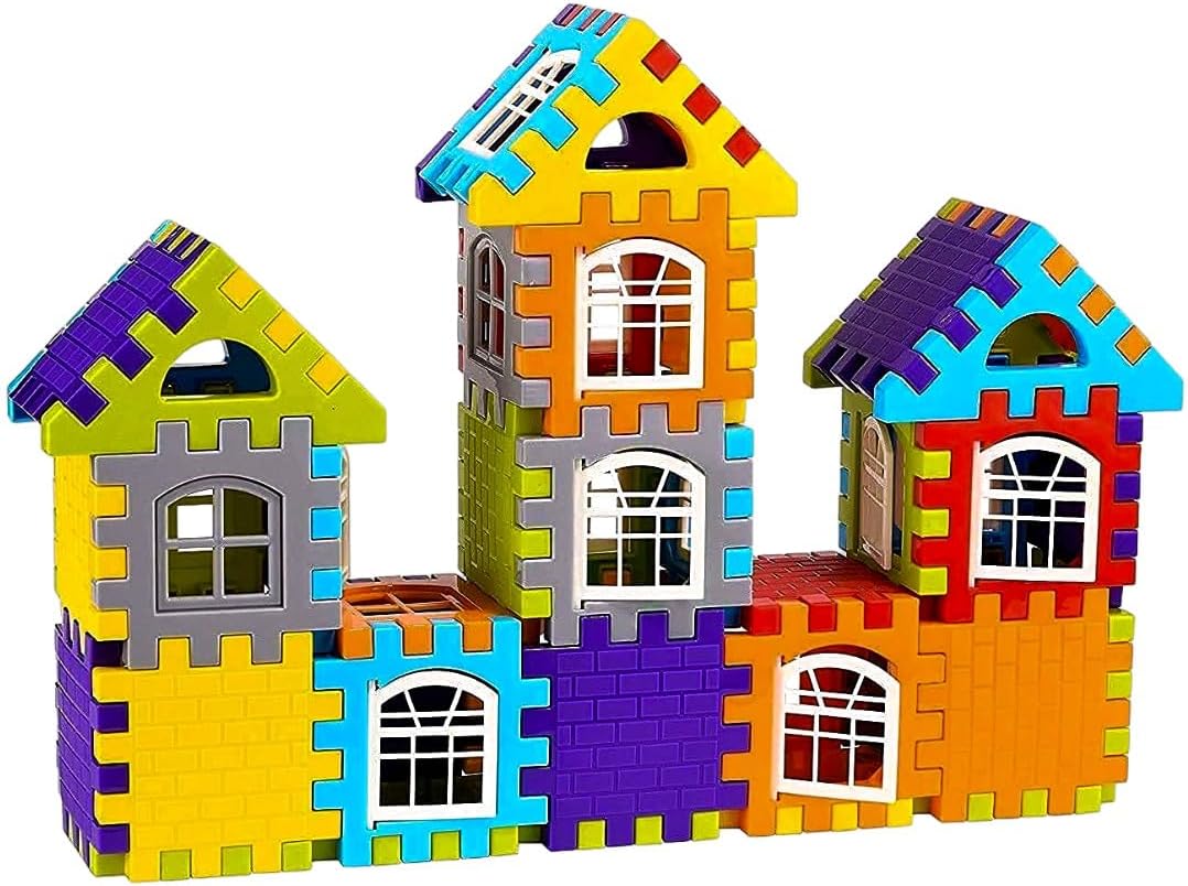 Building Blocks House Set with Creative Roof (40 Pcs) | 3D Construction Toy | Montessori Educational Brain Development Creative Blocks (Set 1)