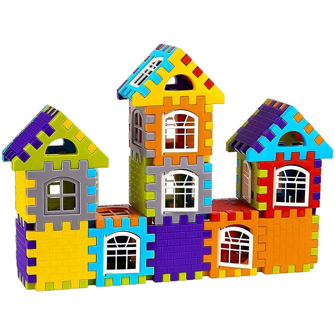 Building Blocks House Set with Creative Roof (40 Pcs) | 3D Construction Toy | Montessori Educational Brain Development Creative Blocks (Set 1)