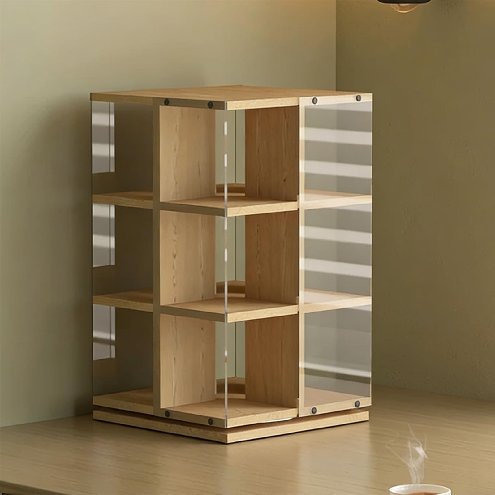 Porta Dischi in Vinile Girevole, Torre Porta CD Girevole A 360°, Display Aperto su 4 Lati, capacità 120 CD, Organizer Salvaspazio per Libri, Riviste E Dvd. A