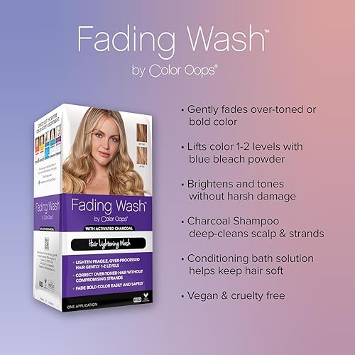 Miniatura 7 de Color Oops Kit de lavado de decoloración con carbón activado, lavado para aclarar el cabello suavemente decolorado el cabello procesado, eleva 1-2