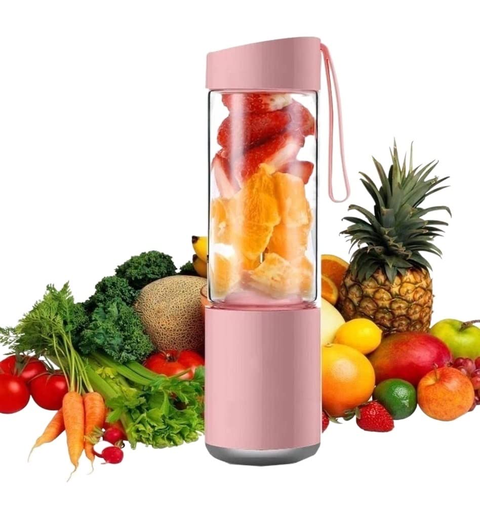 Przenośny blender do koktajli i smoothie, ładowany przez USB blender osobisty, miniaturowy ręczny blender do soków do podróży, sportu, kuchni (kolor: różowy) (różowy)