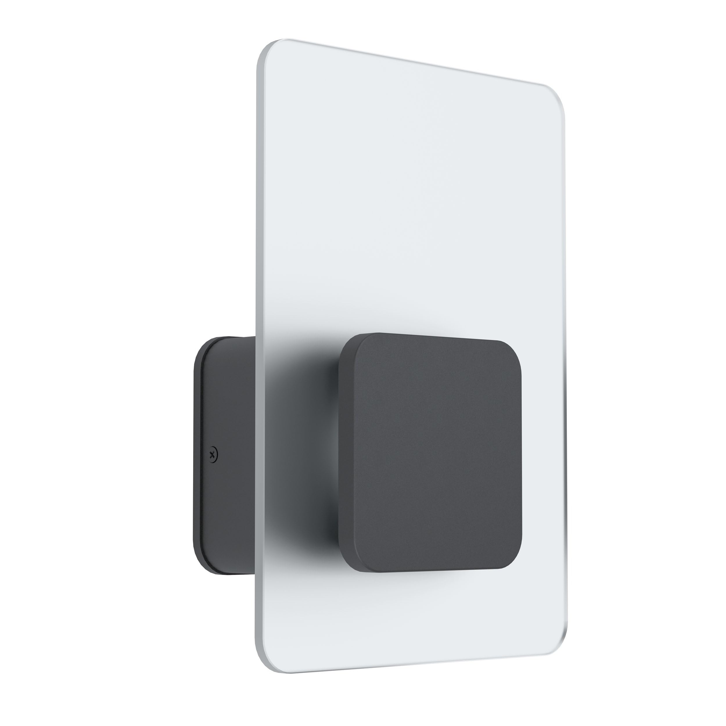 Applique murale extérieure LED Eglo Eredita en acier inoxydable anthracite et verre blanc satiné