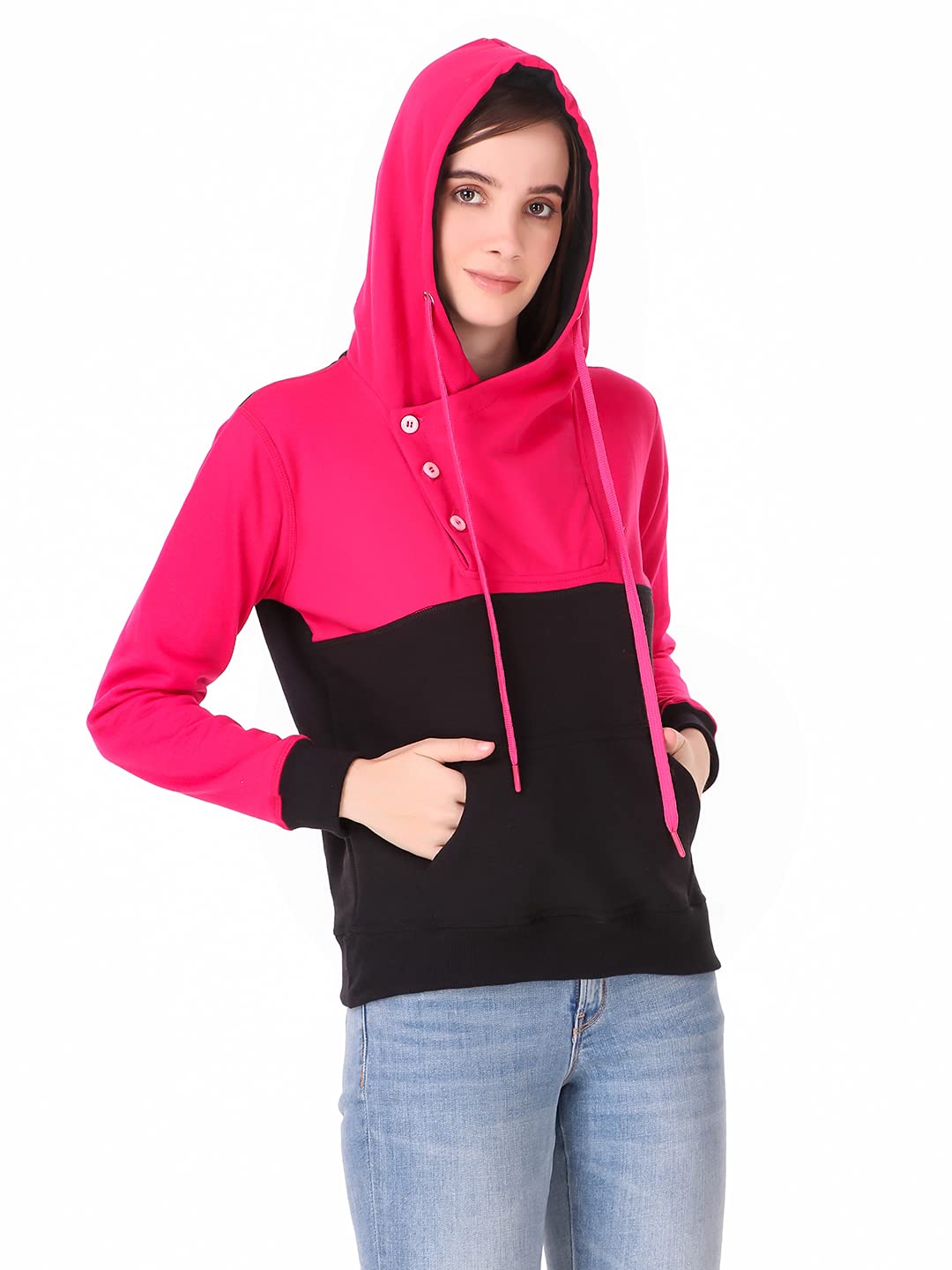uzarus Women's Cotton Hoodie Button Front Sweatshirt-picture-15
