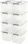 Citylife 8 Boîtes 5L Bacs de rangement en plastique avec lids d'étirage Boîte de rangement claire avec poignée Conteneurs de rangement empilables pour l'organisation de jouets, artisanat, outils