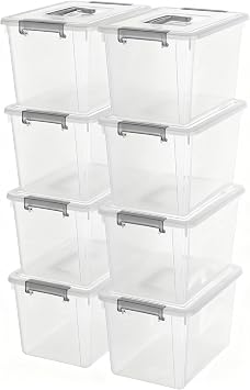 Citylife 5L 8 Pack Clear Plastic Storage Bins with Lids & Handles ...