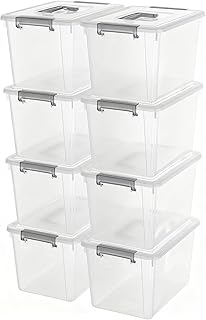 Citylife 8 Packs 5L Plastic Storage Bins with Latching Lids Clear Storage Box with handle Stackable Stoage Containers for Organizing Toys, Crafts, Tools