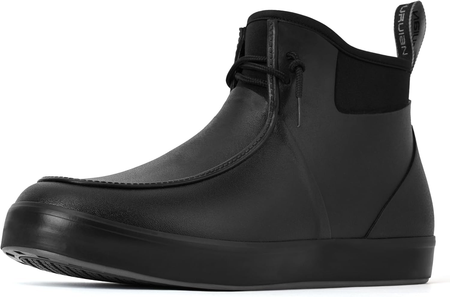 Furuian Deck Boots for Men Waterproof Rain Boots Durable Rubber Boots Comfortable Fishing Loafers Slip On Moc Toe Shoes Non Slip Boat Shoes for Fishing, Gardening, Daily, Working, Sailing