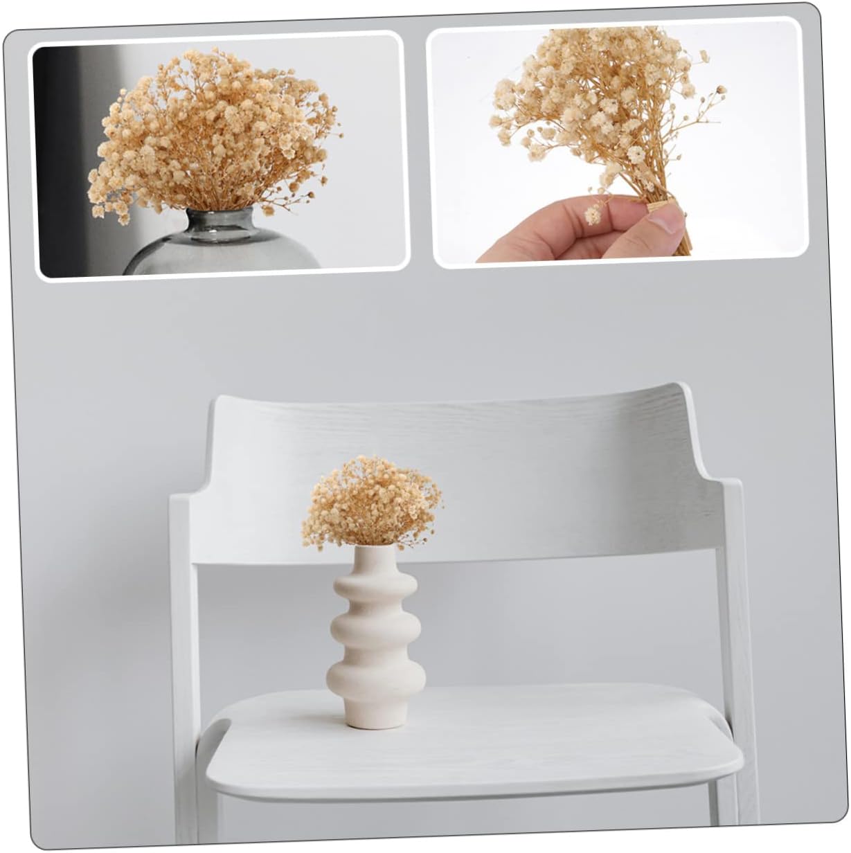 Ciieeo 5pcs Bundles Dried Breath Flowers Vivid Fake Plants for Home Decor Weddings Parties and Photography Props Bouquets Natural Touch Arrangements