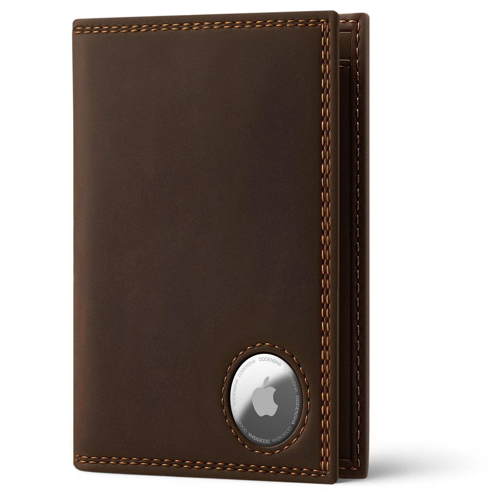 DODENSHA Portmonee Herren mit Airtag Fach und RFID Schutz | Geldbörse Herren aus 100% Echtleder mit XL Münzfach für 20 Münzen | Smart Wallet für 13 Karten in Geschenkbox (Dunkelbraun)