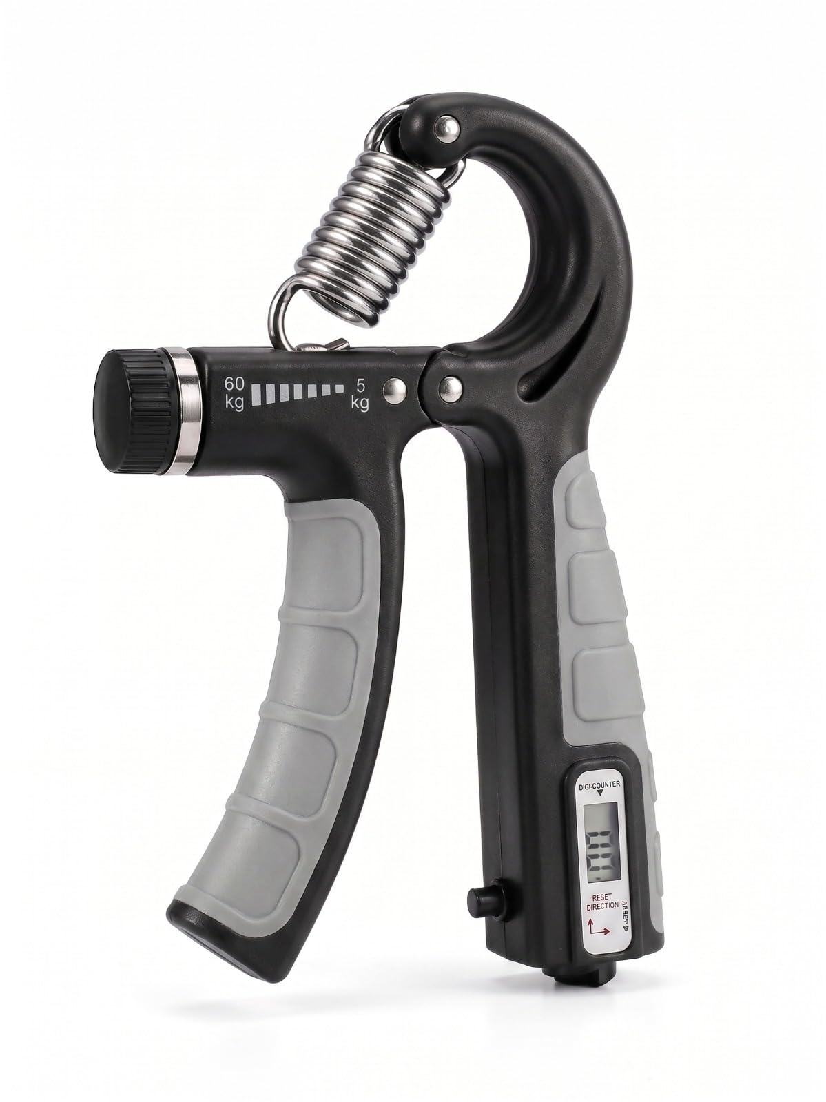 Hand Grip Strengthener 5-60kg with Digital Counter, Grip Trainer for Hand, Finger, Wrist & Forearm Strength, Adjustable Resistance Hand Exerciser for Men & Women (2, Grey Black)