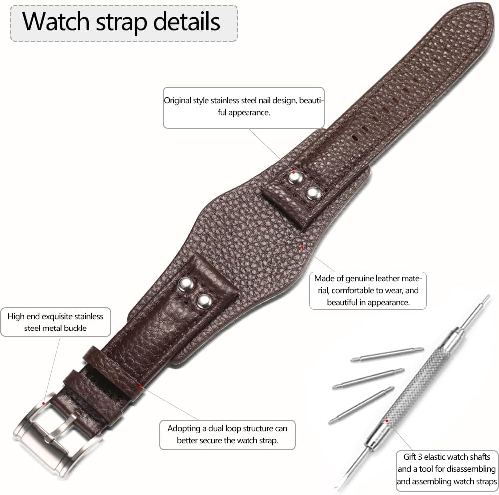 22mm Watch Strap Compatible with Fossil CH2891 CH2665 CH2564 CH2573 CH2574 Leather Bracelet Band Replacement Wirstband