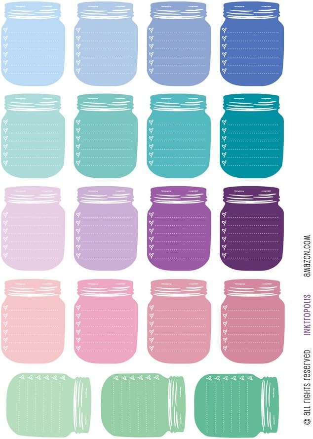 Monthly Planner Stickers Full Box Mason Jar Stickers Planner Labels Compatible with Erin Condren Vertical Life Planner