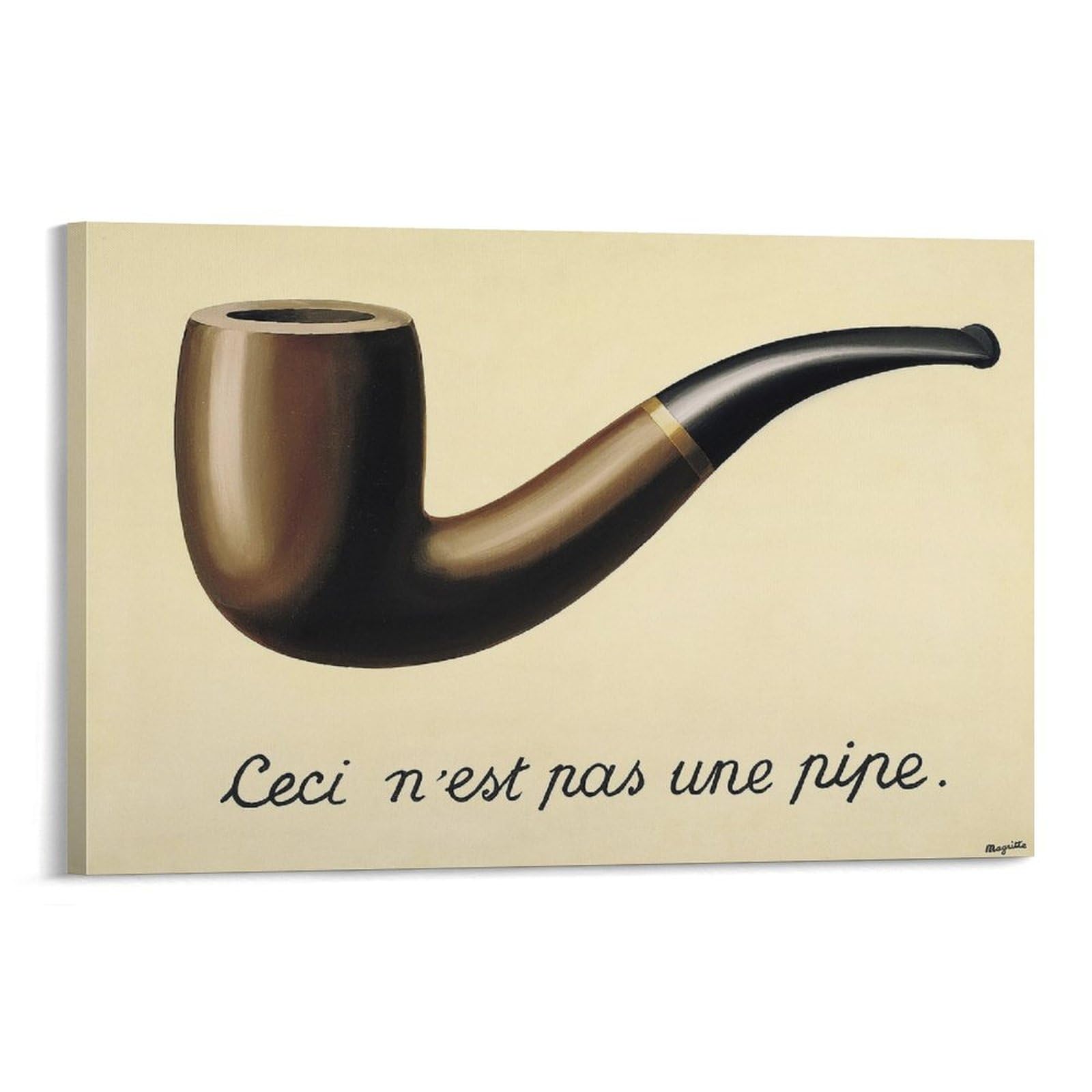 NENGKUAI Ceci N’est Pas Une Pipe by Rene Magritte Wall Art Poster Canvas Print Decorative Painting; Frame; 12x18inch(30x45cm)