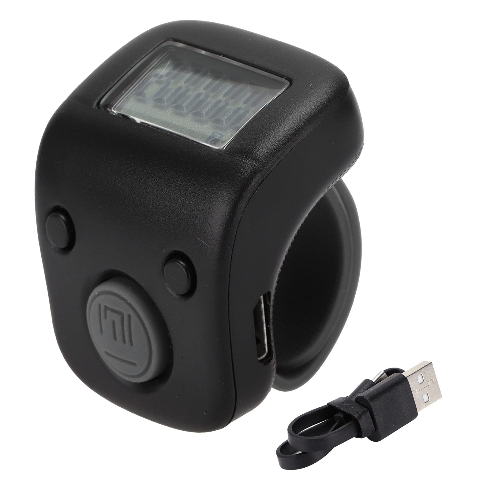 Agatige Digital Buddha Beads Counter, Mini Manual Ring Shape Mini Chanting LCD Electronic Finger Counting Tool USB Charging for Buddhist Meditation Fitness(Black)