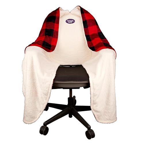 The Original Office Chair Blanket by SnuggleBack; Cozy Comfy Office Desk Chair Wrap Attaches for Convenient Heat and Hands-Free. Stay Warm In The Winter or Summer. Sherpa Fur Lining - Buffalo Plaid
