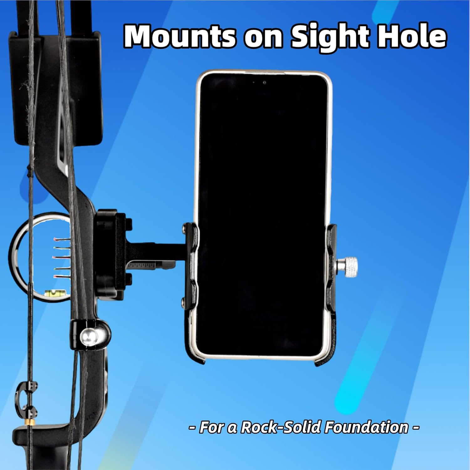 SPG Pro Bow Phone Mount - Metal Bow Camera Mount, 360° Rotatable Phone Holder with Anti-Shake Design for Compound Bow Hunting & Video Recorder, Fits Large Phones