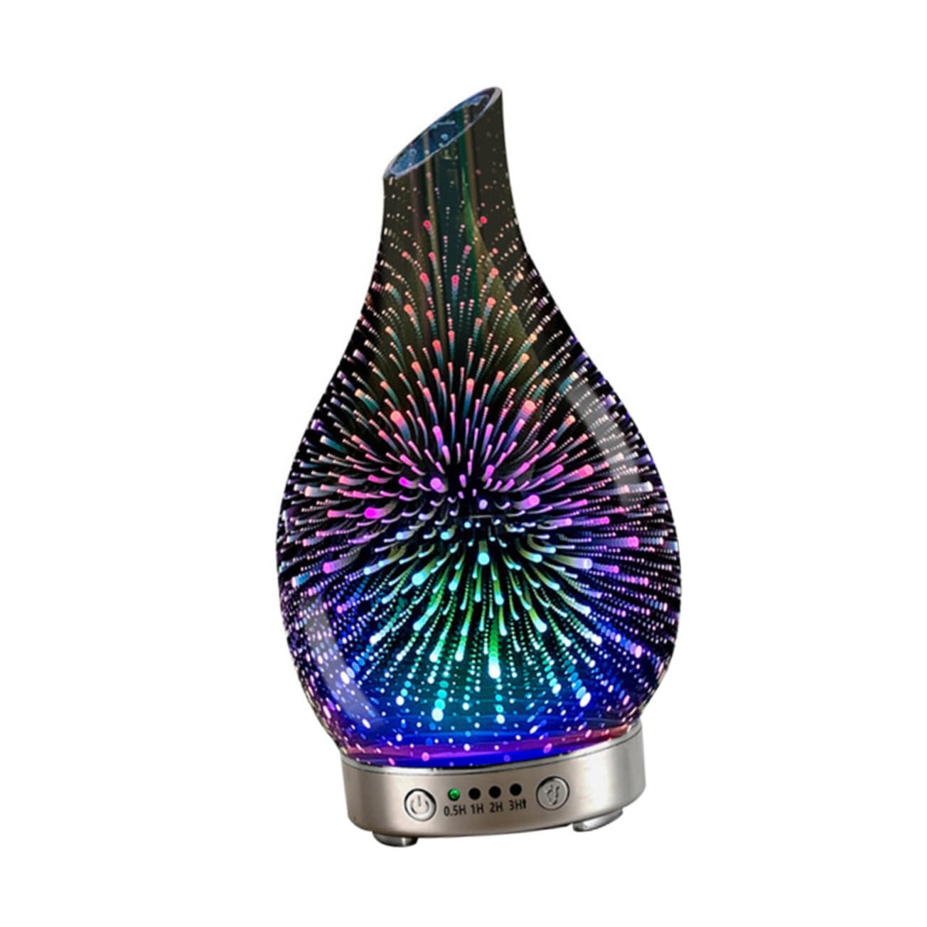 Difusor Humidificador de Vidrio 3D Púrpura Luz Cambiante | Capacidad Inferior a 1 L, Tecnología de Reducción de Ruido, Atomización Suave para Spa y Oficinas