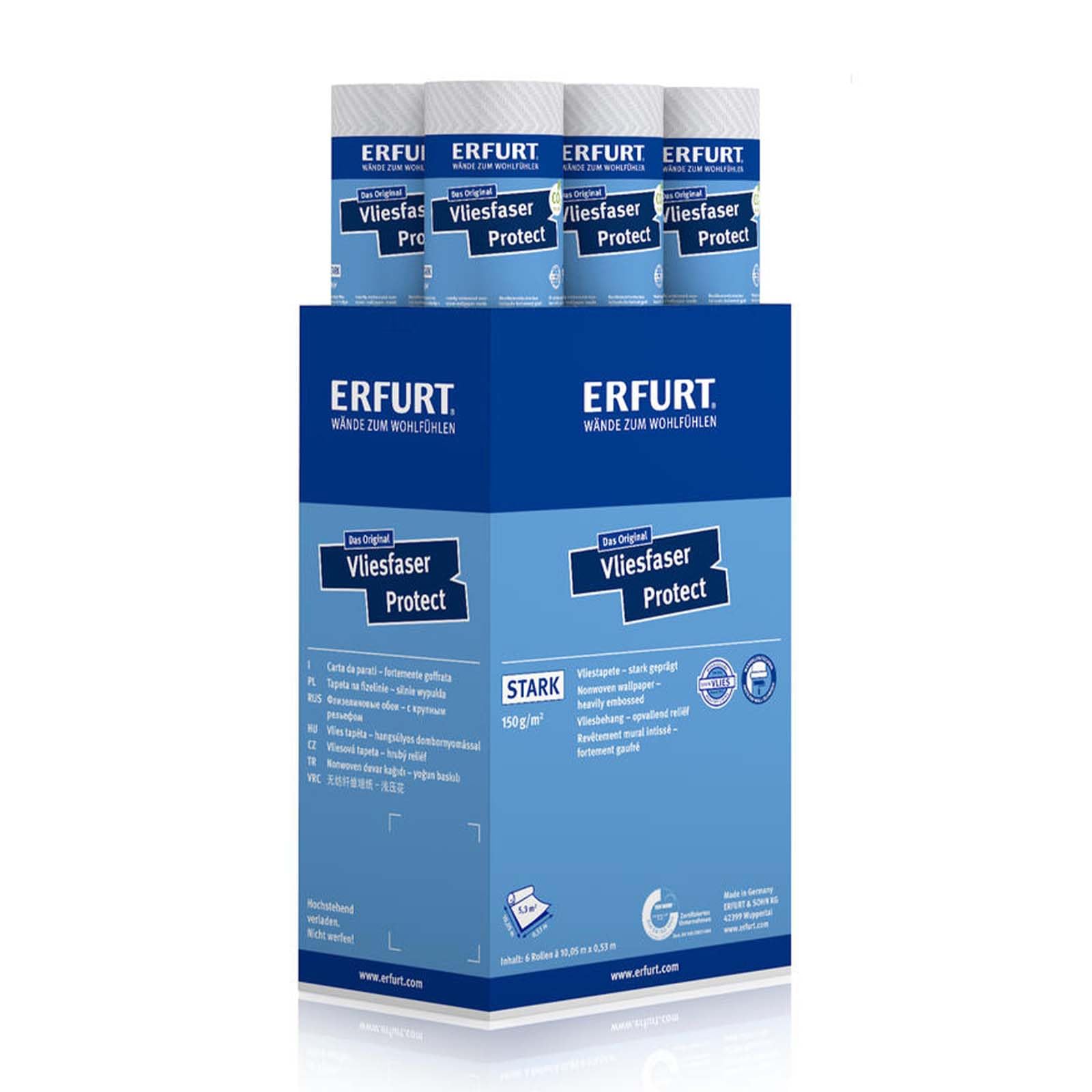 Erfurt Vliesfaser Protect 207 Vliestapete 10.05X0.53 Strukturtapete 6 Rollen 1004315