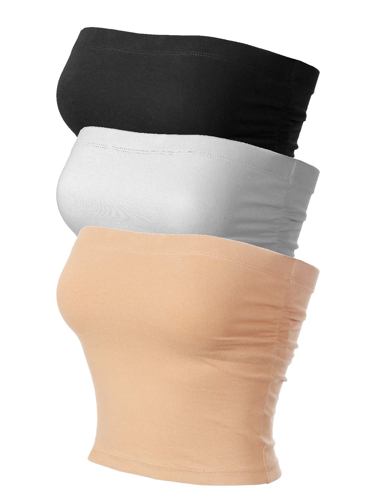 MixMatchy Damen-BHS mit integriertem BH, doppellagig, seitlich, gerafft, Y2K, 3er-Pack