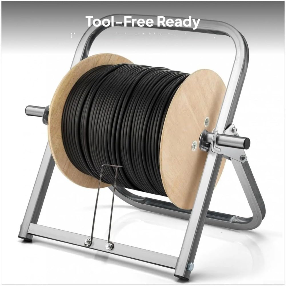 Support de bobine de câble en fibre optique en alliage de cuivre avec base pliable et vilebrequin pour les opérations sur le terrain