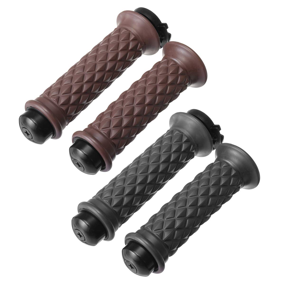 PeroFors 7/8inch 22mm Moto en Caoutchouc Guidon Main Grip pour Cafe Racer Bobber Clubman-Marron