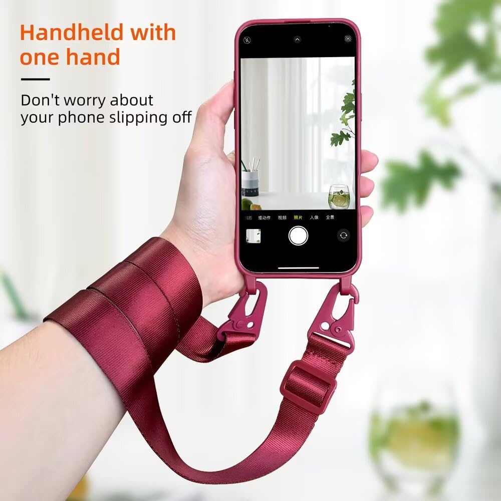 Etui ochronne z łańcuszkiem do telefonu, kompatybilne z iPhone 6/iPhone 7/iPhone 8, etui na telefon komórkowy z opaską, bezprzewodowe etui do ładowania, smycz na szyję, silikonowe etui