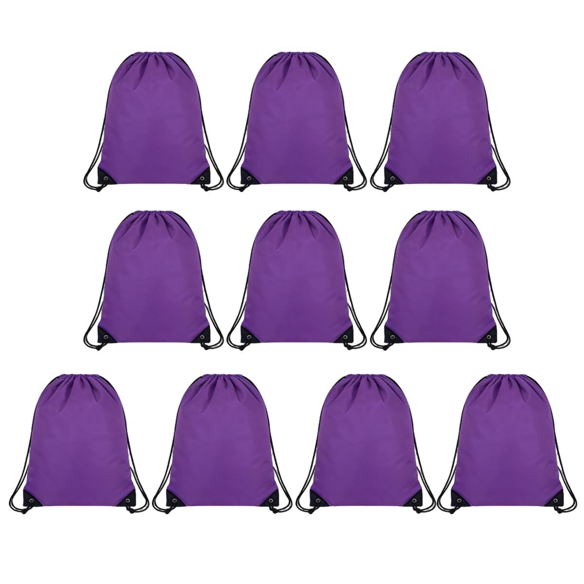 Stycypel 10 Pack drawstring bags backpack,draw string bag gym,waterproof drawstring bag for swim, gym, sports & travel,swimming beach storage organization - Purple