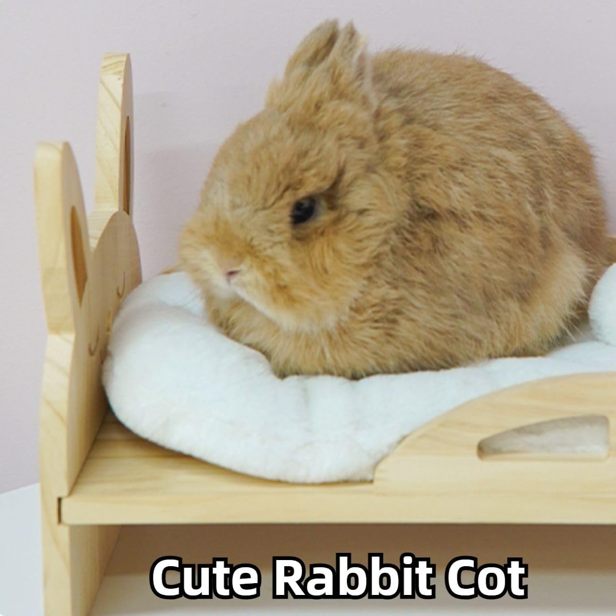 Large Wooden Rabbit Bed - Easy Assemble 13.3"x 8.6" Pet Bed with Support Structure & Removable Cushion for Rabbits, Guinea Pigs, Kittens & Small Animals - Cozy Sleeping Habitat