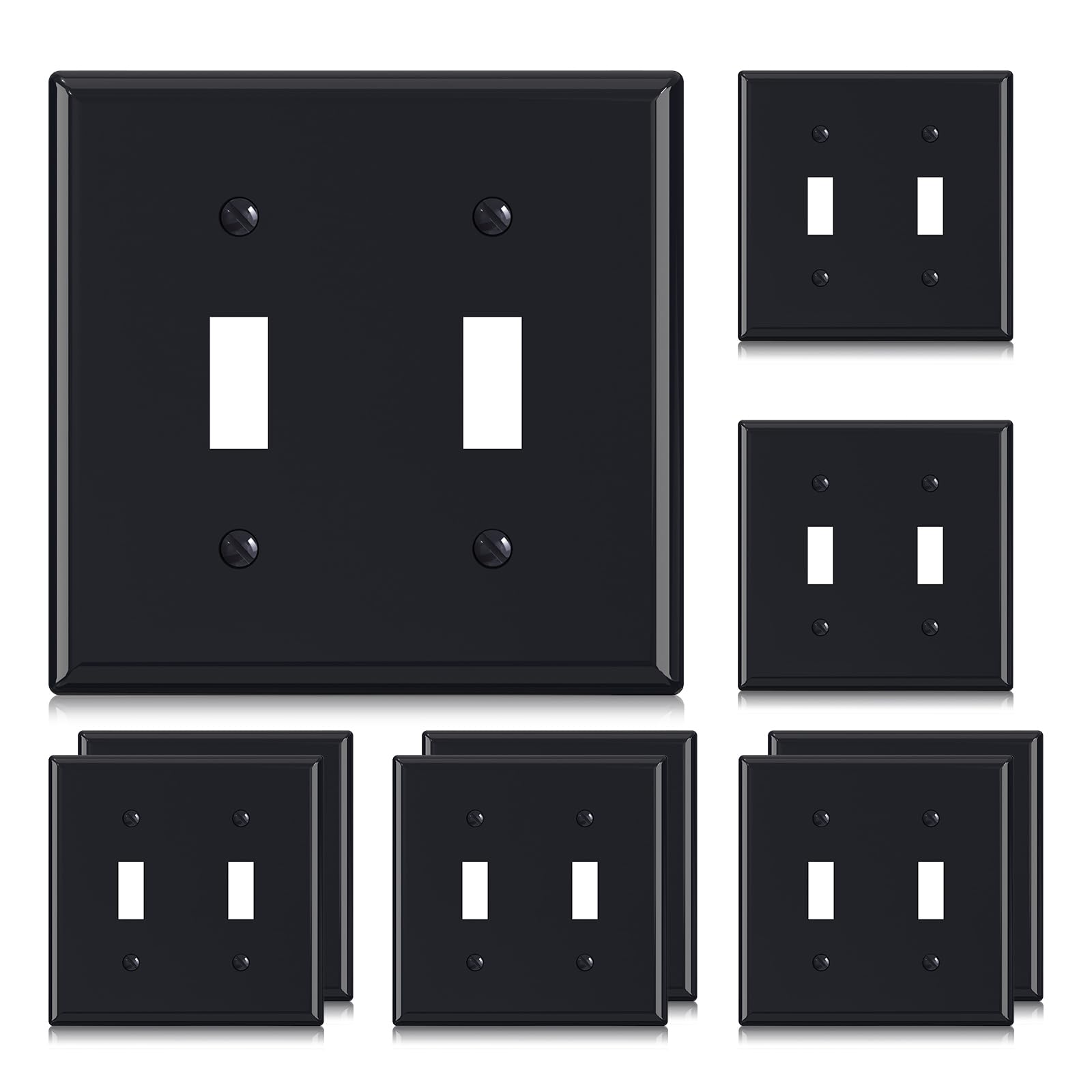 Plaque de finition interrupteur noir brillant au design épuré ELEGRP standard