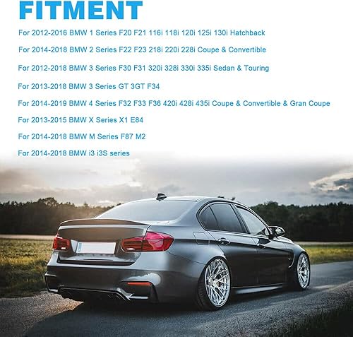 Miniatura 7 de Cubiertas de espejo de puerta, tapas de repuesto para espejo retrovisor compatible con BMW F20 F22 F23 F30 F31 F32 F33 F36 F87 M2 X1 E84 (aspecto de