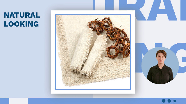 Servilletas de tela con borde fleco y anillos de vid miniatura 4