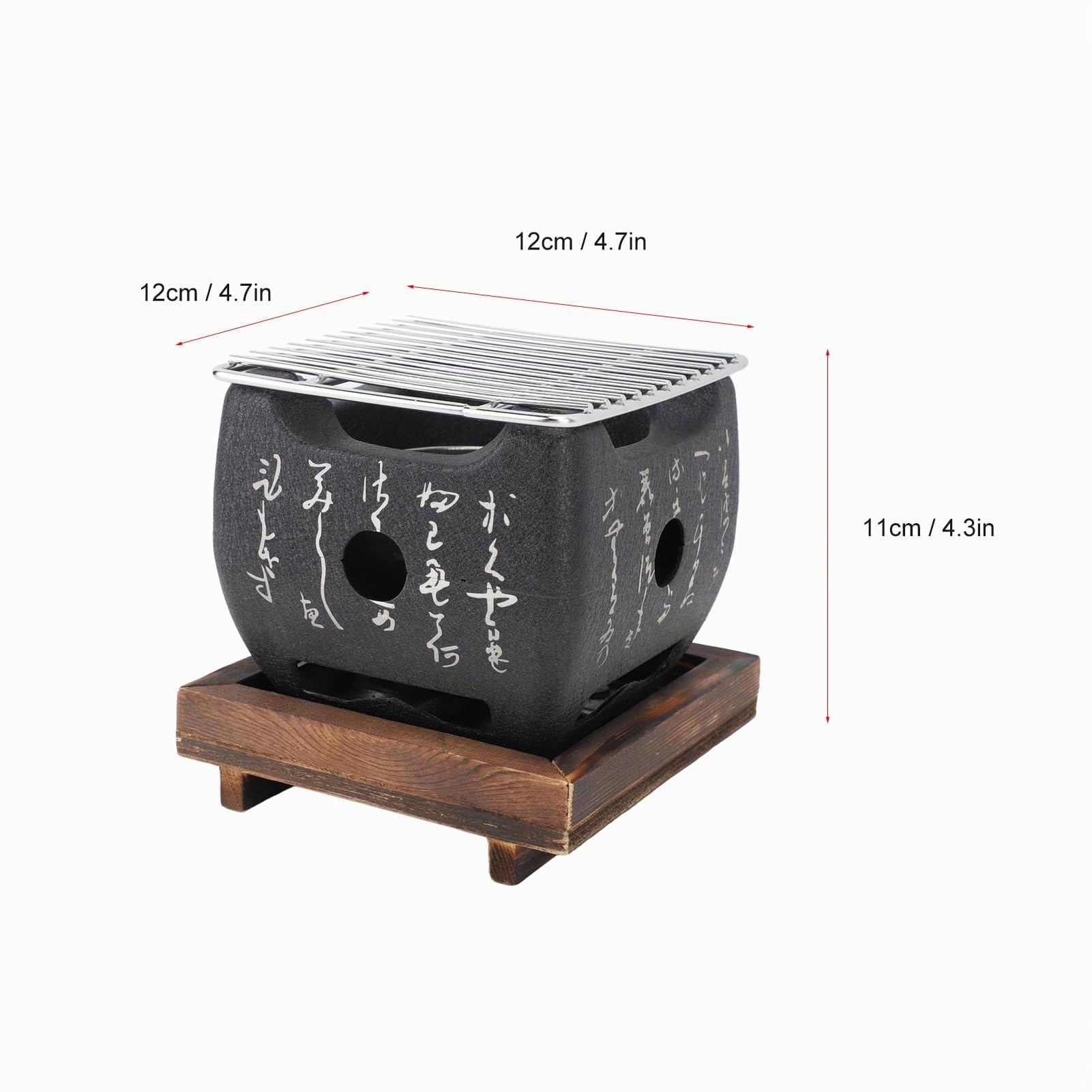 Grill de Japonais avec Design carré Portable, Barbecue, Poêle à Charbon de Bois pour Outil de Barbecue Domestique – 2 Tailles Disponibles (16,5x14,5 cm / 6,5x5,7 pouces)