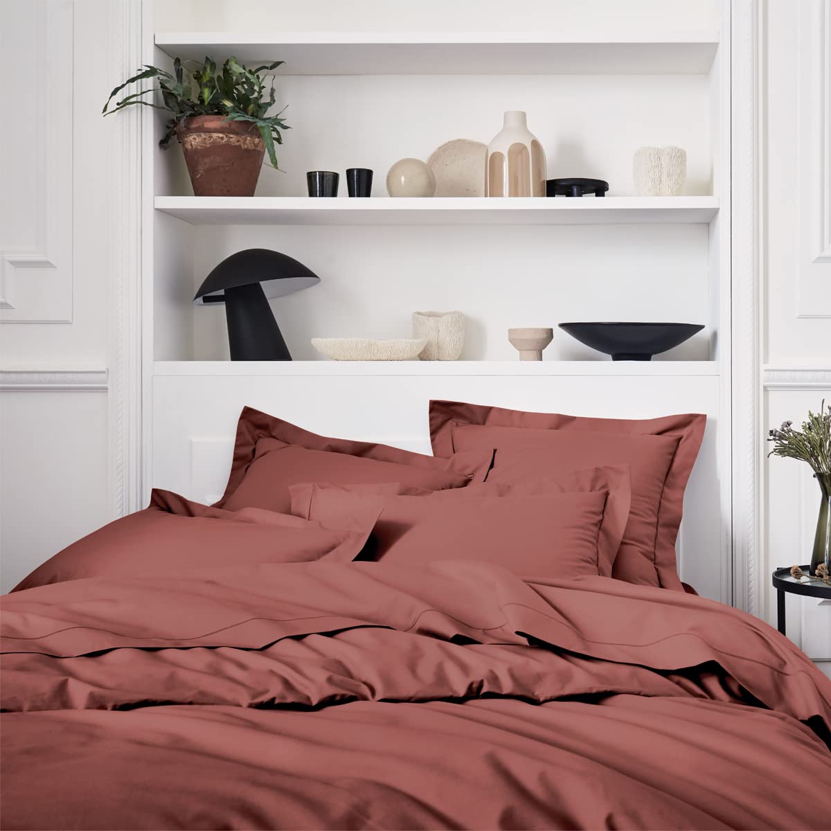 Lot de 2 draps housse en percale de coton 80 fils - 200 x 200 cm