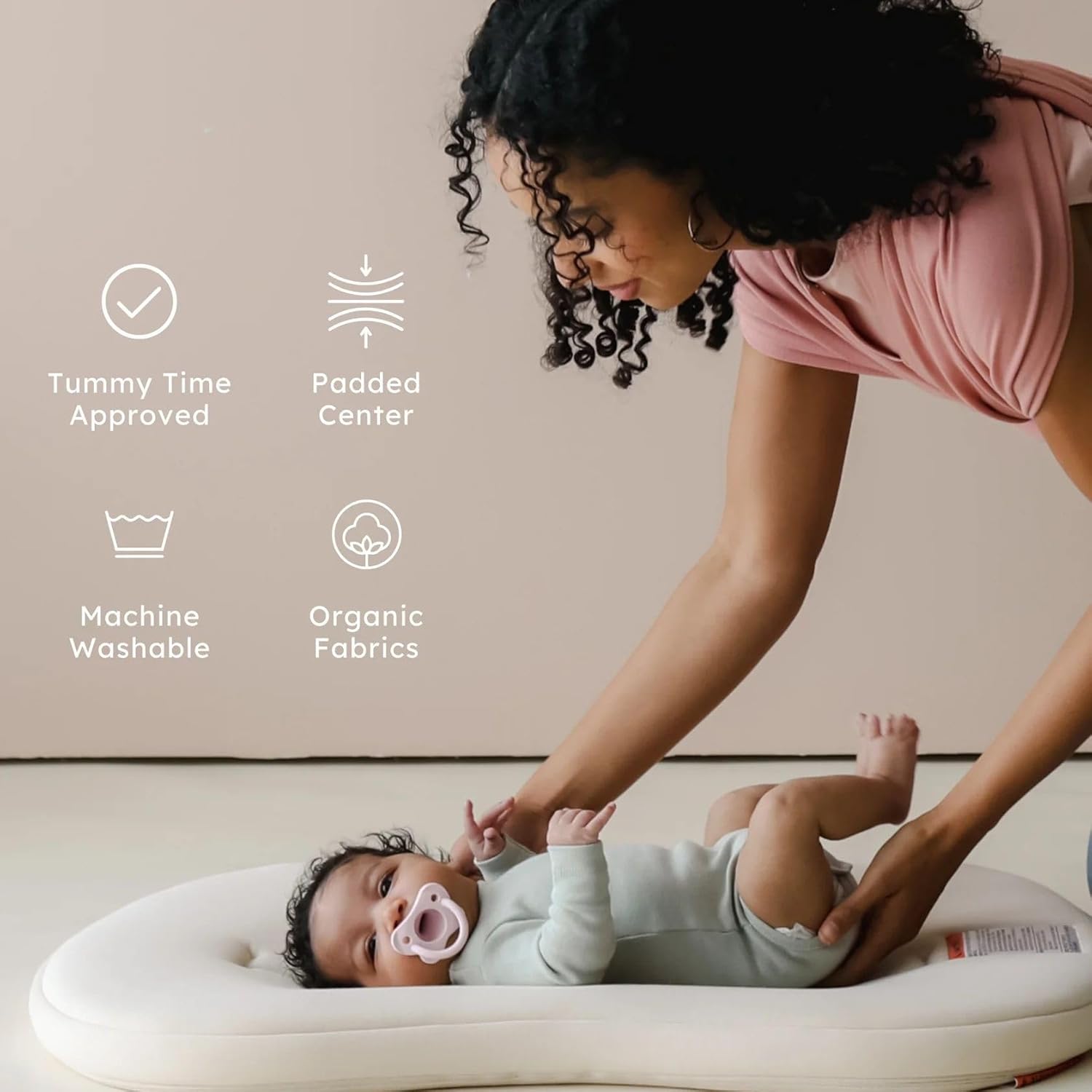 Snuggle Me® Baby Lounger Curve (0-6 Months) - Premium Organic Cotton with Foam Core, Machine-Washable Cover, Buttery-Soft & Breathable Infant Lounger with Travel Bag (30 in x 20 in x 1.9 in) - Natural - Image 5