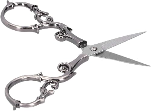 Tijeras de costura europeas vintage Tijeras de flor de ciruelo Tijeras bordadas de acero inoxidable Tijeras para trabajo artesanal a medida (plata)