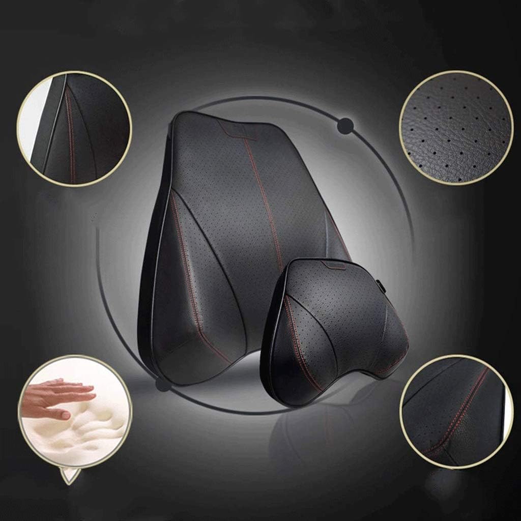 Lumbar Pillow Car Business Cushion Car Headrest Lumbar Suit Leather Pillow Waist Pillow Car Neck Pillow(E)