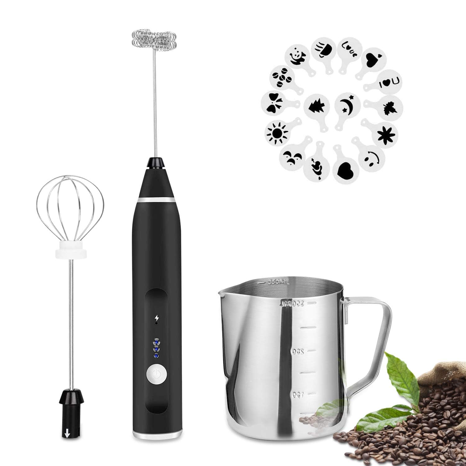 FITNATE Mousseur à Lait électrique USB Avec 3 Niveaux, 2