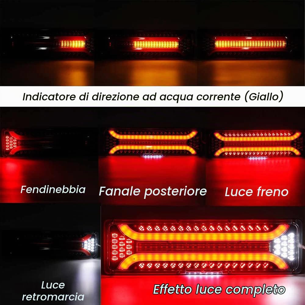 AIVYNA 2 PZ 24 V LED Dinamico Auto Camion Fanale Posteriore Segnale di Girata Luci Freno Posteriore Segnale di Retromarcia Lampada Rimorchio Camion Bus Camper Caravan