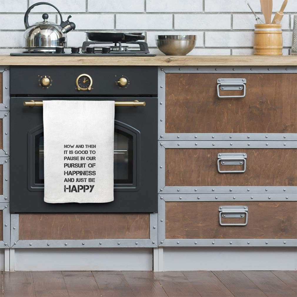 Style In Print Custom Decor Flour Kitchen Towels Pause and Be Happy Emotions Happiness Emotions Happiness Cleaning Supplies Dish Towels Personalized Text Here