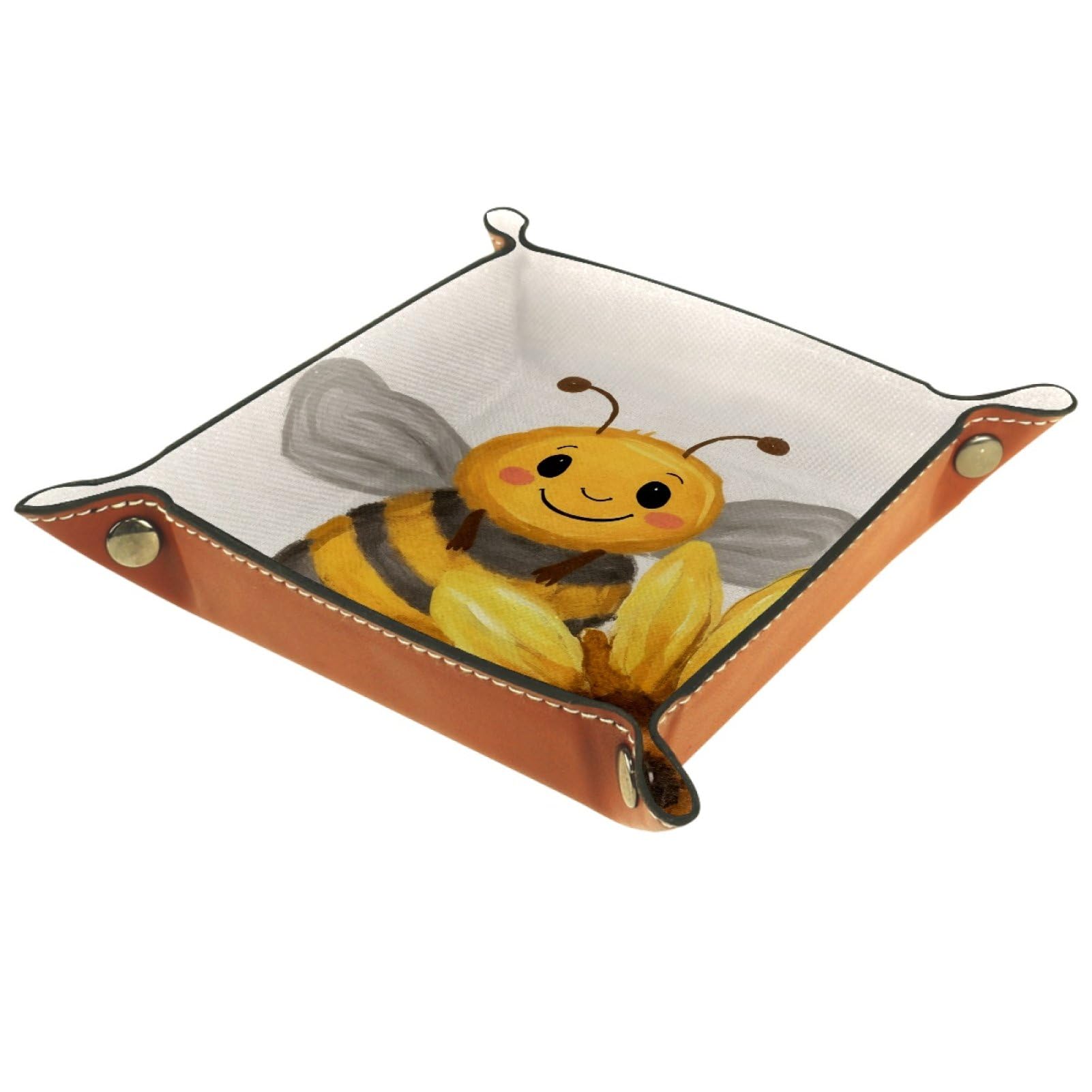 VAPOKF Bees Sunflower Portable Dice Rolling Tray, Microfiber Leather Dice Holder Game Box for D&D, RPG, Table Games or Desktop Phone Key Storage, 20.5 × 20.5 cm
