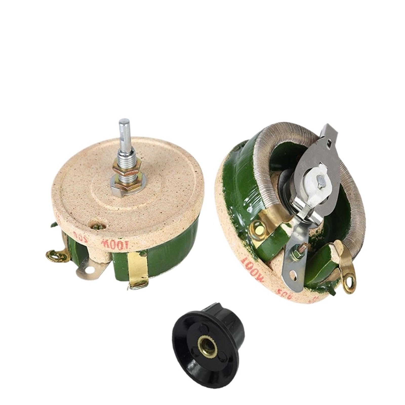 Potenziometro in ceramica Reostato ad alta potenza da 100 W, resistore a filo avvolto variabile rotante, forma a disco, regolabile