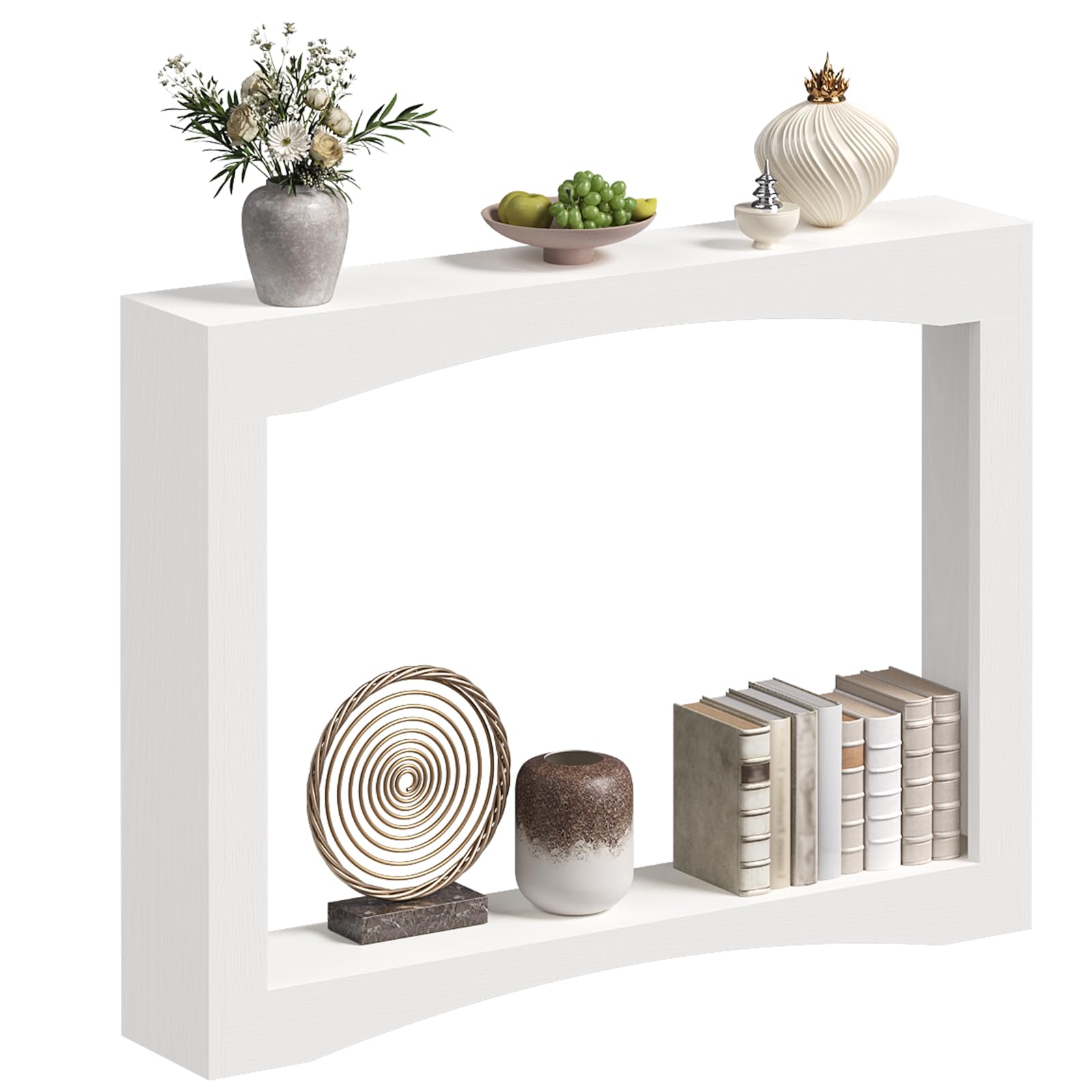 YATINEY Table Console Étroite Longueur 100 cm, Bout de Canapé Ultra-Fin, Table Décorative Rustique en Bois, avec Rangement, pour Salon, Couloir, Entrée, Blanc XCT19WT