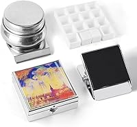 Vista 10 de Caja de estuche de acuarela portátil de mini lata de 12 pozos vacía con bandeja de mezcla de pintura es un pequeño kit de almacenamiento para viajes