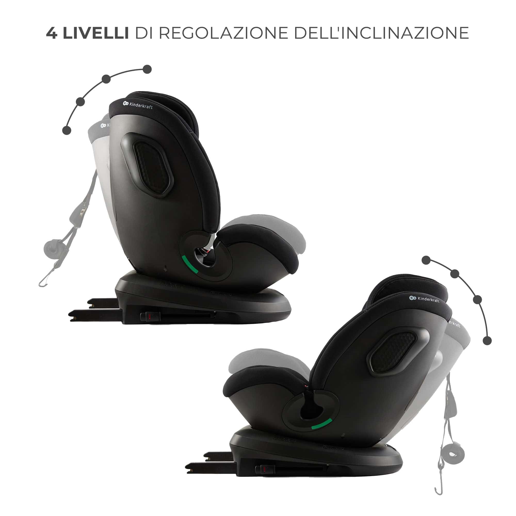 Kinderkraft XPEDITION 3 I-SIZE 40-150 cm, Seggiolino auto 0-36 kg, 360 girevole, Isofix Base, Reclinabile Posizione sdraiata, Poggiatesta regolabile, Gruppo 0 1 2 3, SPS+, H-GUARD+, Nero