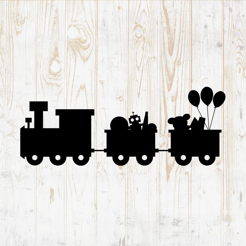 Toy Train Decals Peel and Stick - Wall Vinyl Decals Stickers - Model Steam Locomotive Railroad Rail Silhouette - Car Window Truck Laptop - Shop Store Boys Kids Bedroom Nursery Room Decor DWSV18722