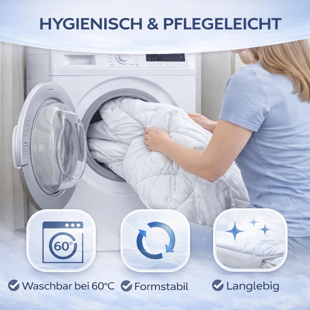 MALIKA Doppelpack Bettdecke 135x200 inkl. 2X Kopfkissen 80x80 - Ganzjahresdecke - Waschbar, Schlafdecke - Duvet - Bettdecke 2er Set