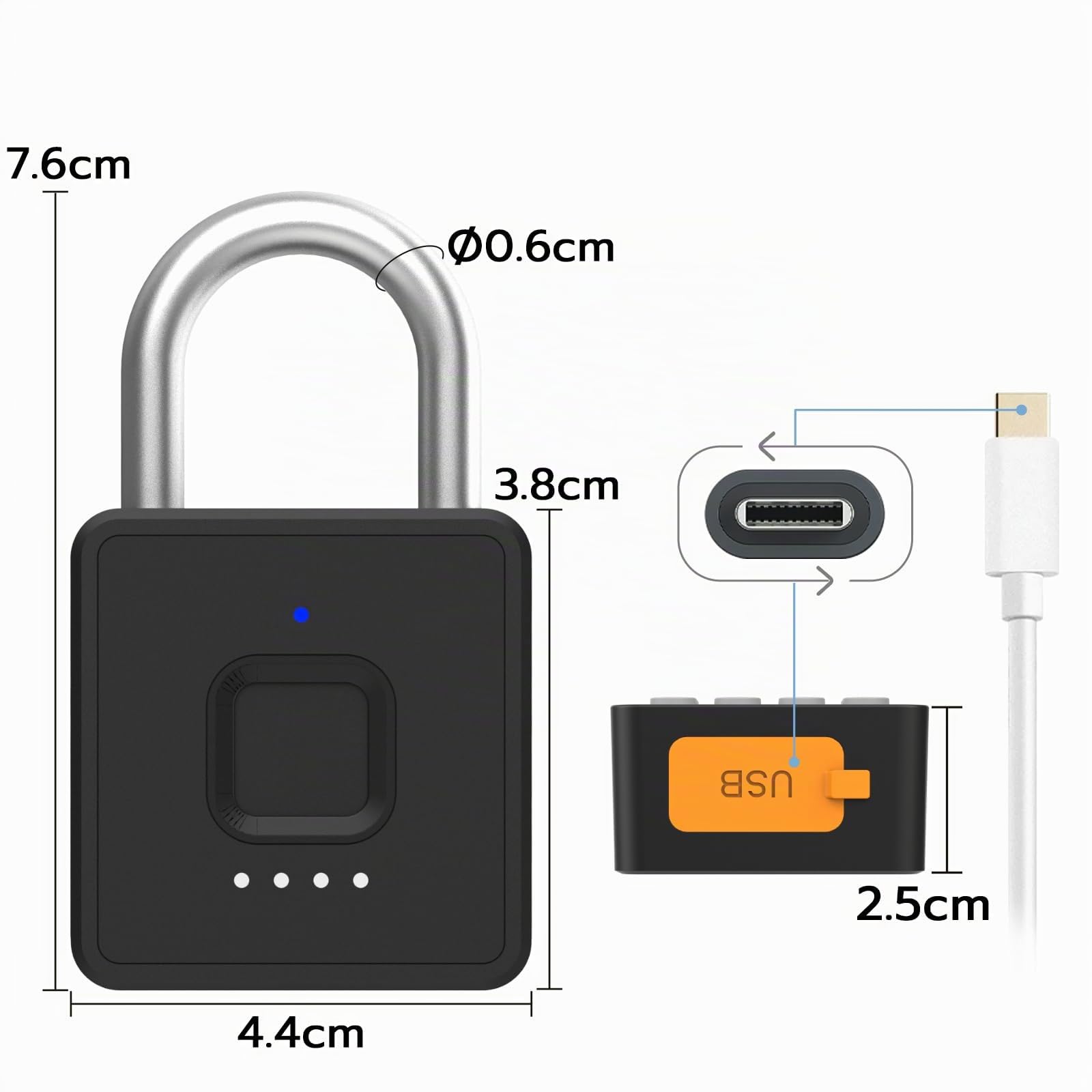eLinkSmart Lucchetto a combinazione per armadietto da palestra con pulsante a 9 cifre, password e impronte digitali, app di sblocco senza chiave, lucchetto biometrico in metallo per armadietti per