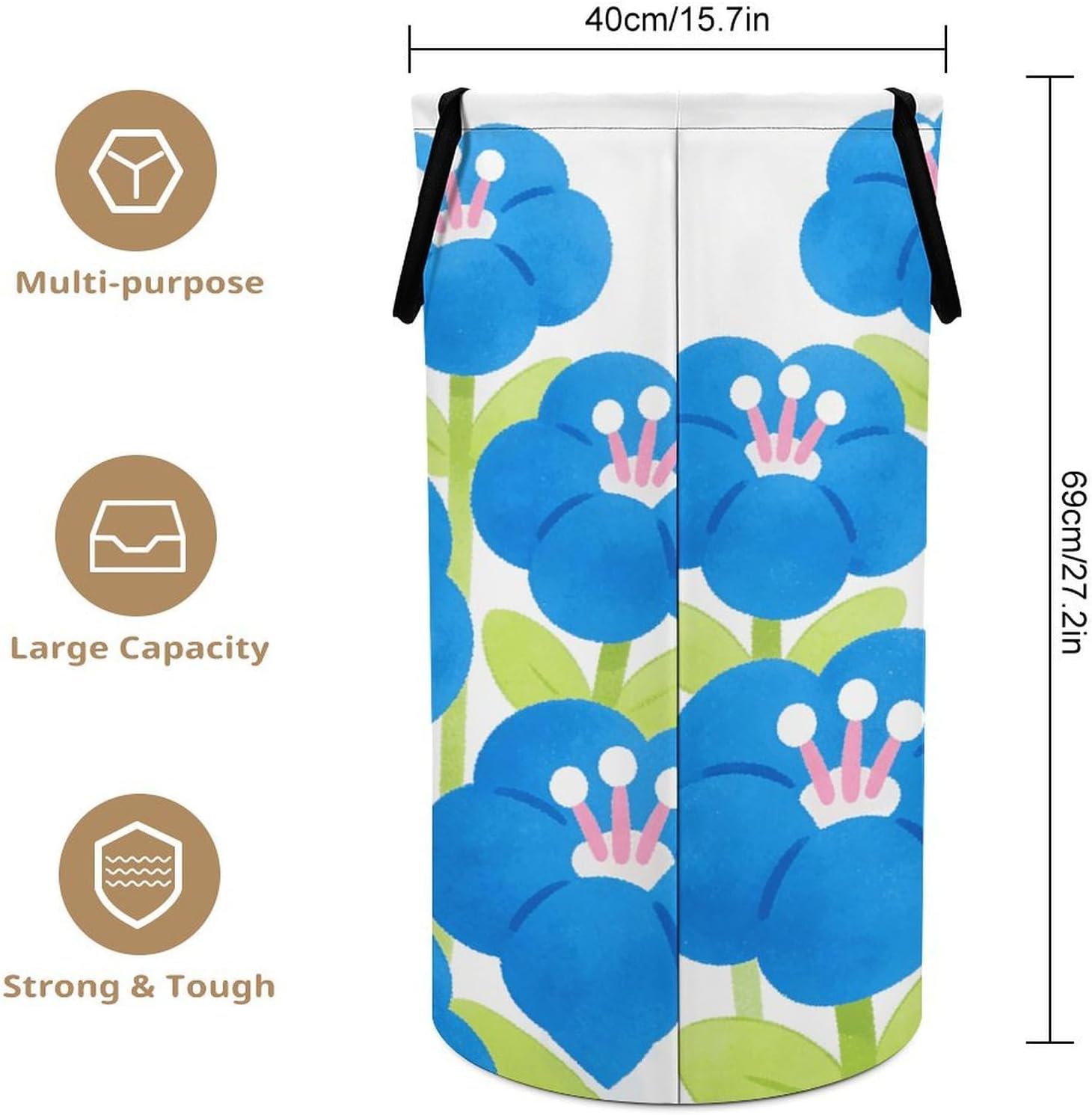 Flowers Bloom in Clusters in The Blue Sky Laundry Hamper Portable Lightweight Clothes Hampers Fashion Dirty Laundry Storage Basket Large Capacity Foldable Clothes Baskets for Bathroom Bedroom