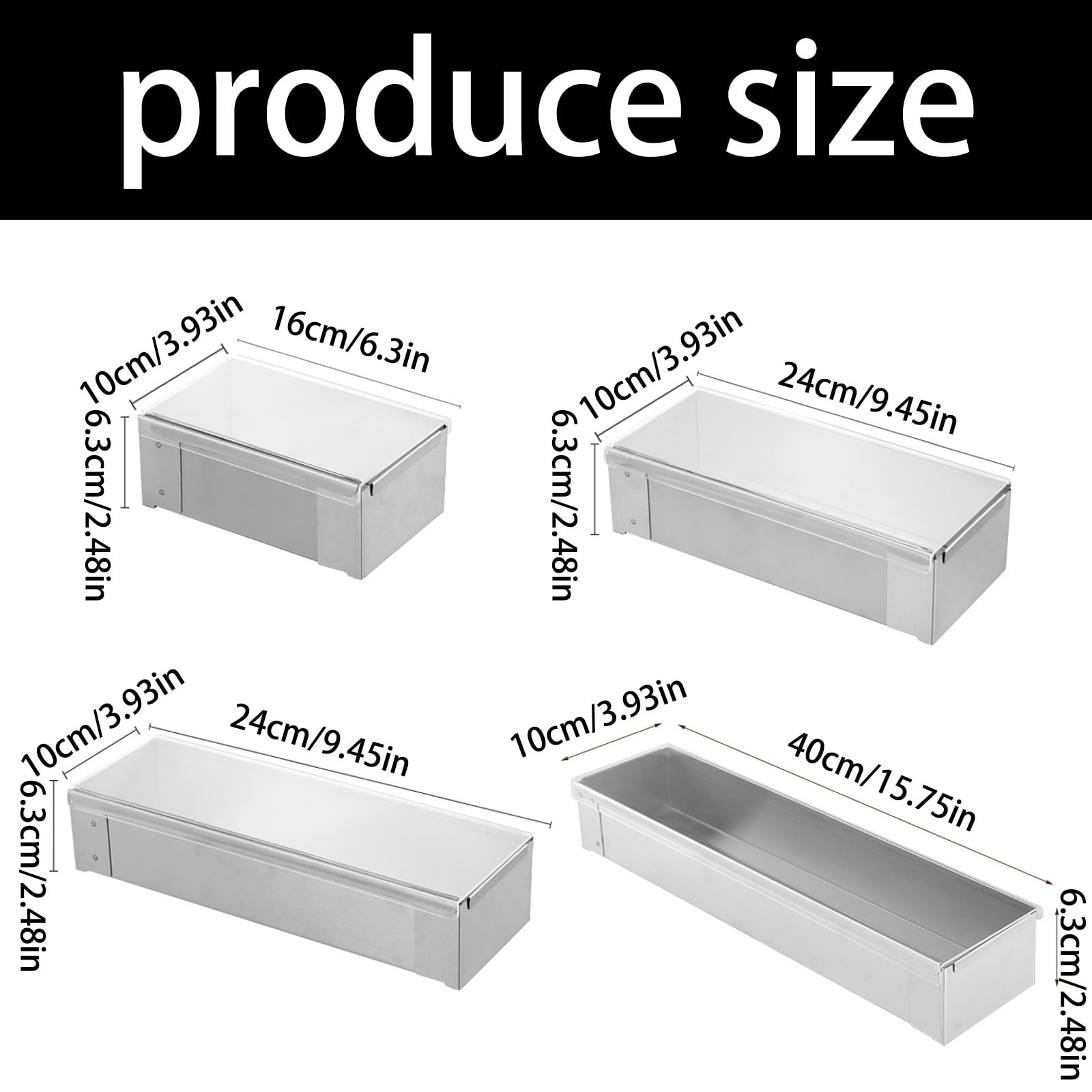 PANGBOER Molde multiusos de acero inoxidable para tartas, moldes de postre multiusos, perfectos para tartas de queso de tiramisú y otras delicias, molde rectangular para hornear